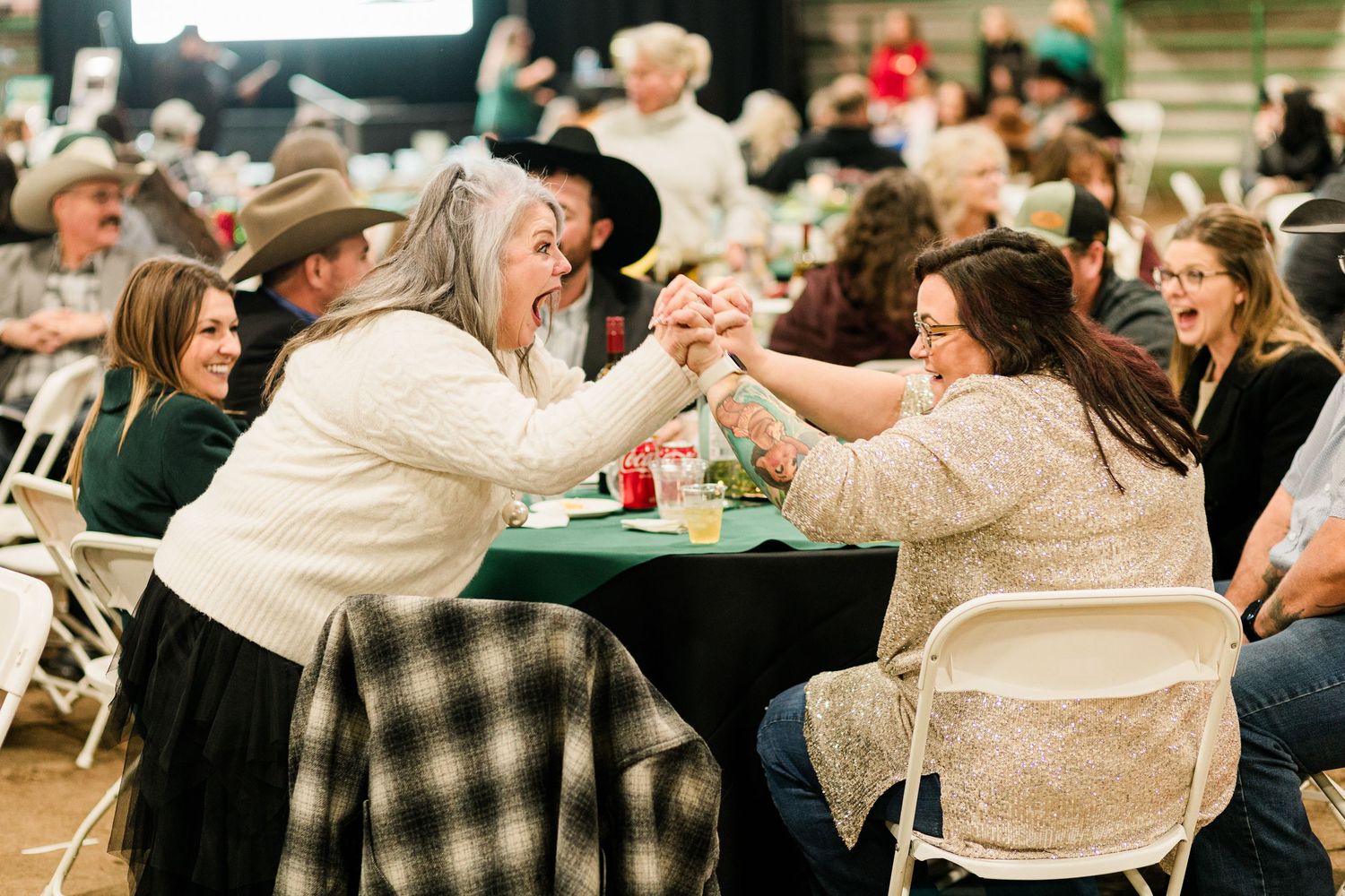 Two women having fun at an event in Bend, Oregon