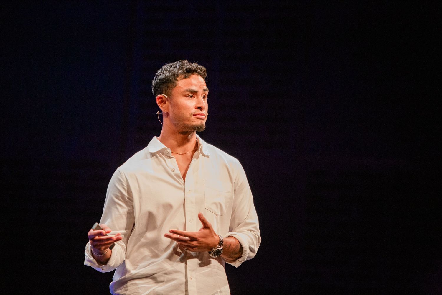 Man speaking at an event in Bend, Oregon