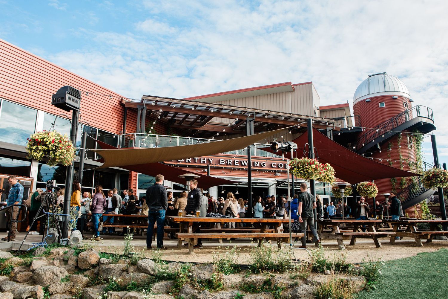 Wide shot of an event in Bend, Oregon