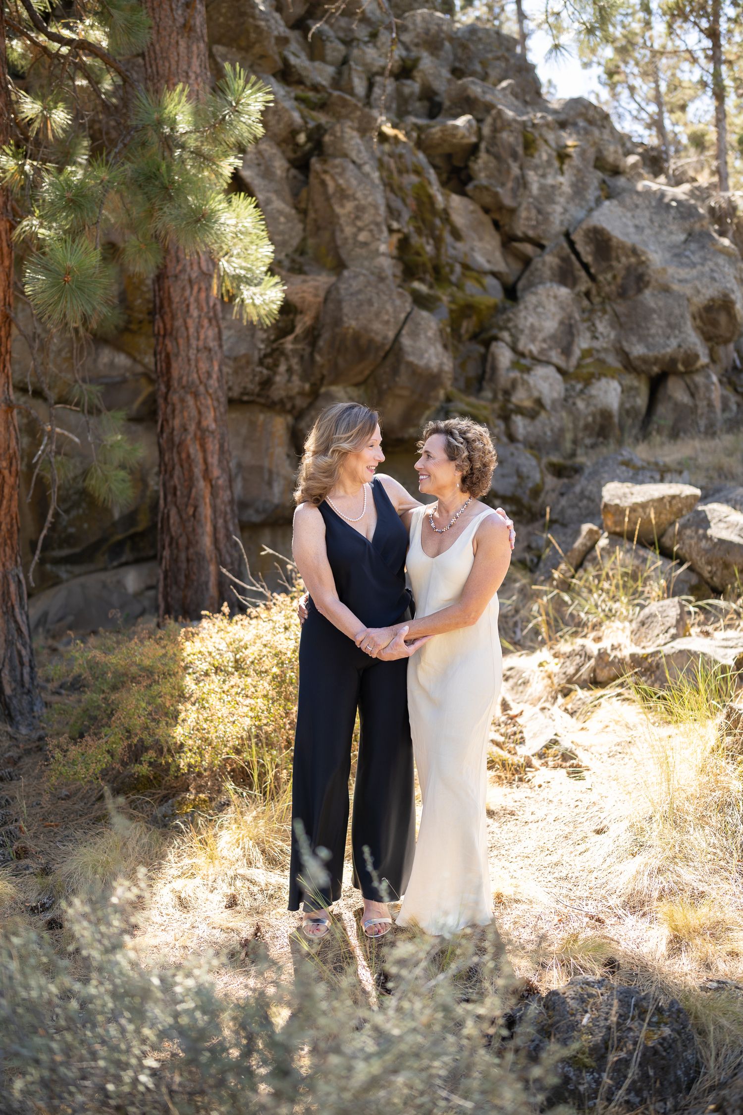 Portrait of two brides at a wedding in Bend, Oregon