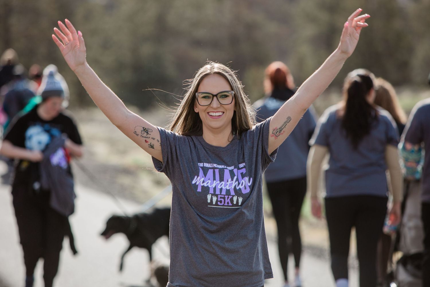 A woman running in a race in Bend, Oregon