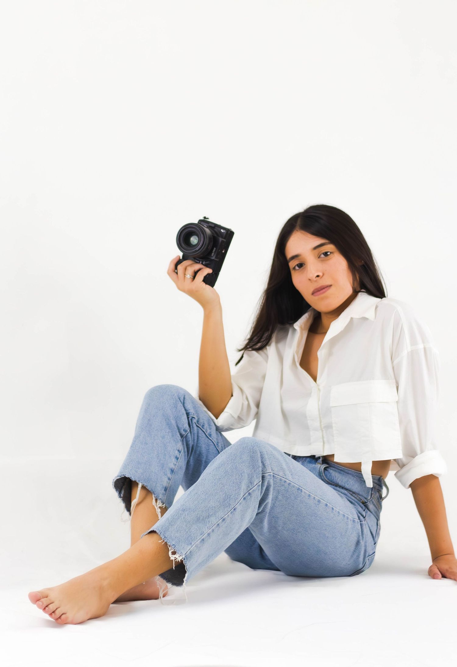 Sesión fotográfica en estudio con tonos suaves