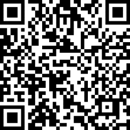 Square QR code design with black modules on white surface.