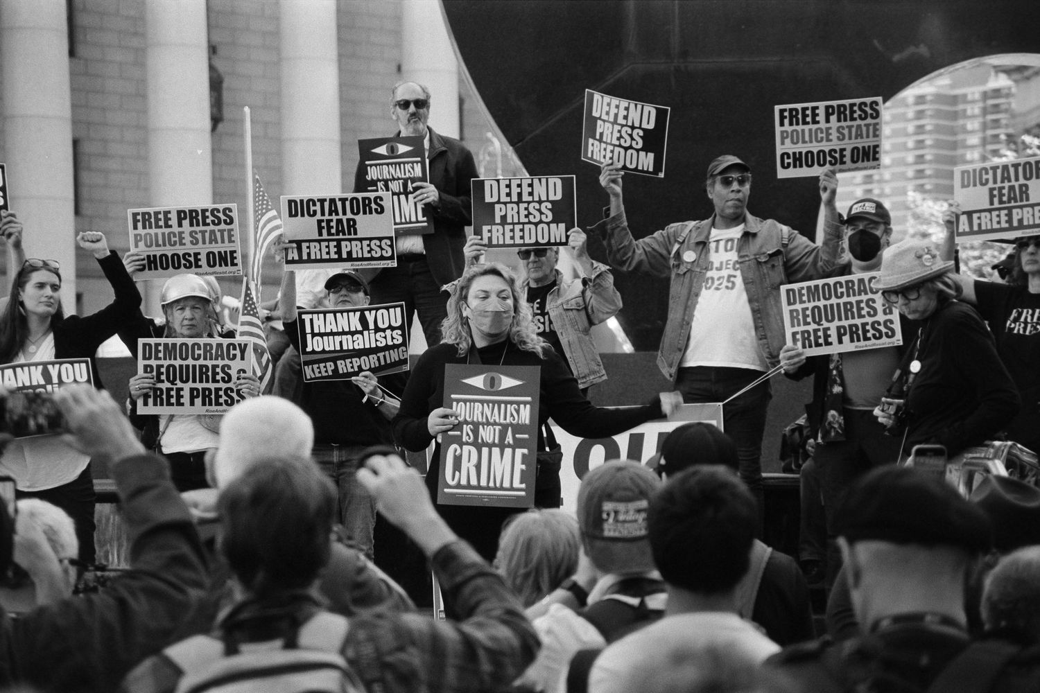 Free speech activists gathered in Foley Square