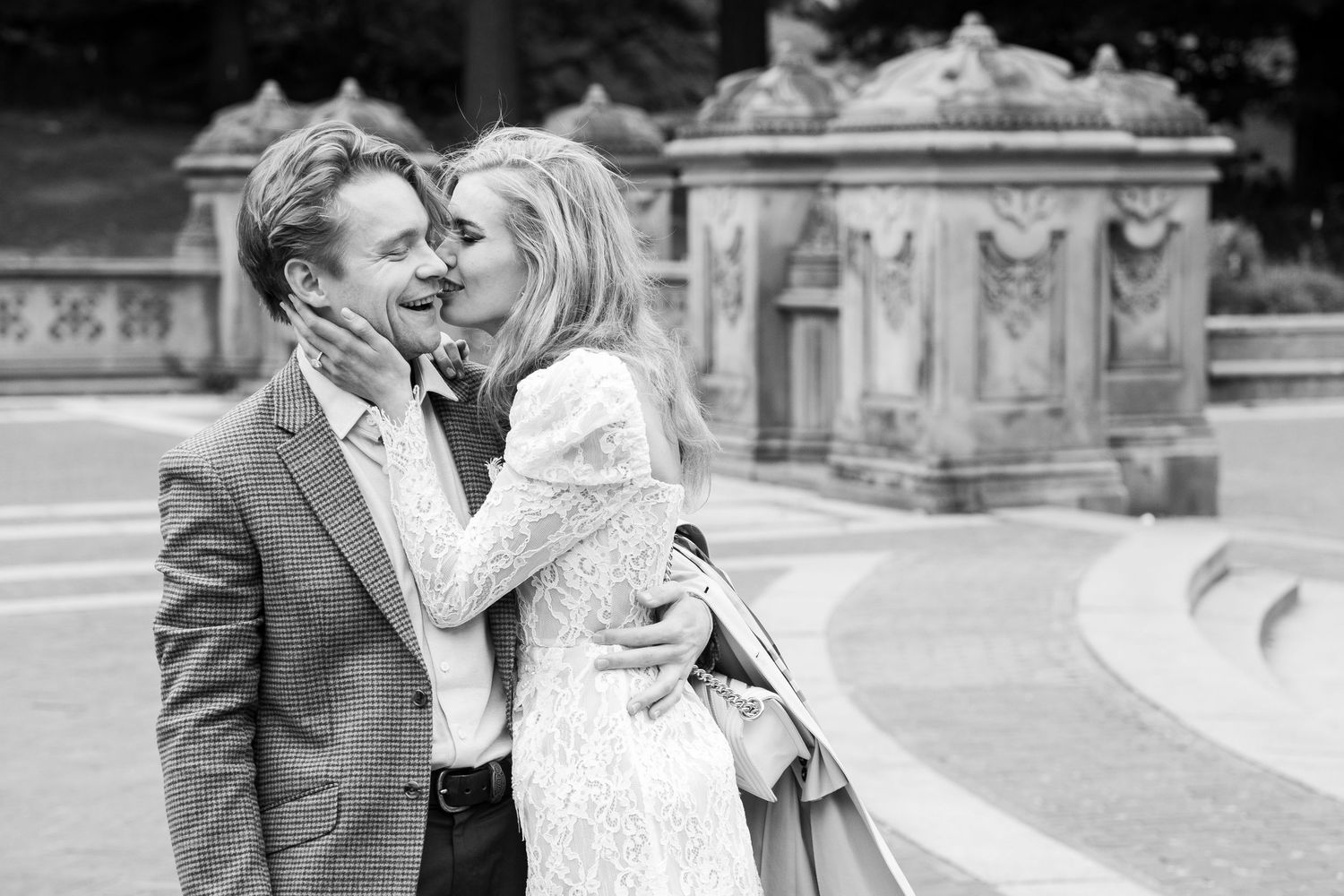 Recently engaged couple in Central Park