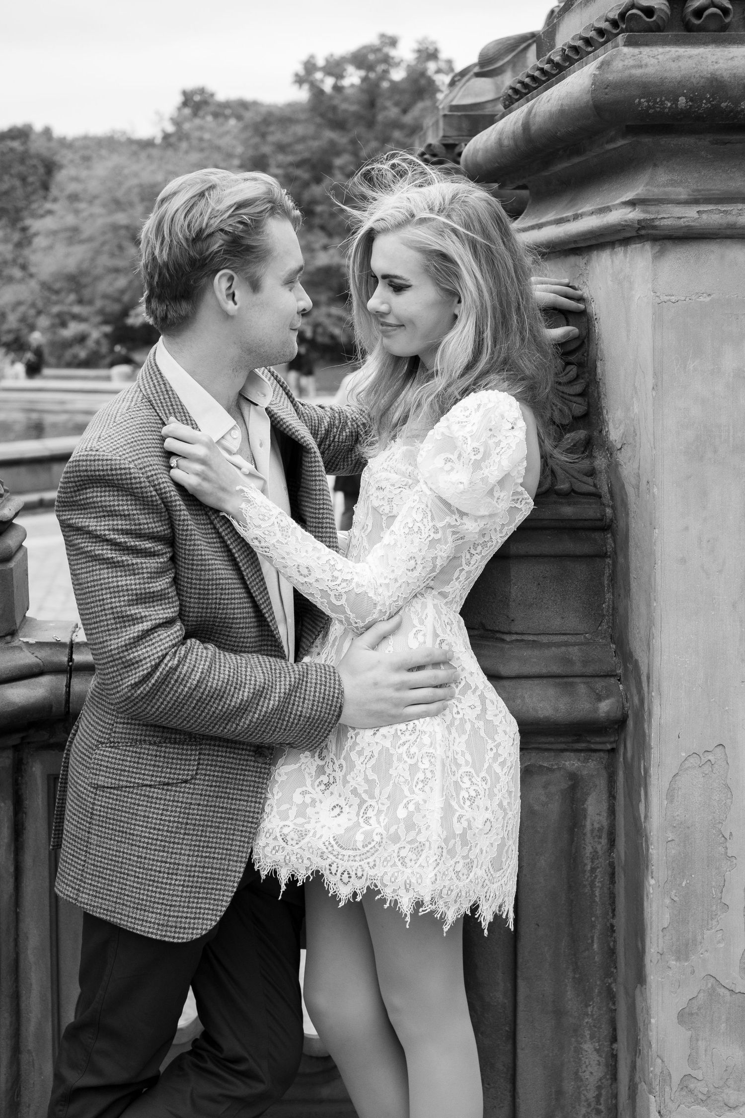 Recently engaged couple in Central Park