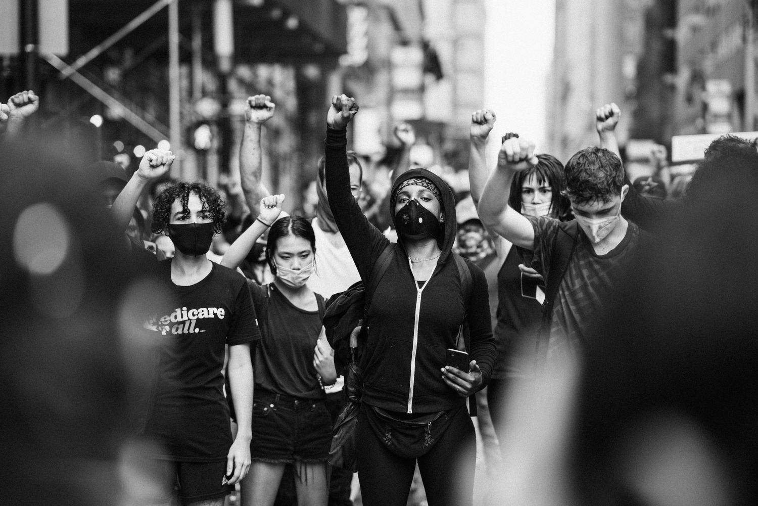 Young people protesting police brutality