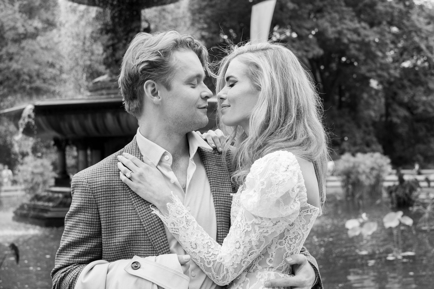 Recently engaged couple in Central Park