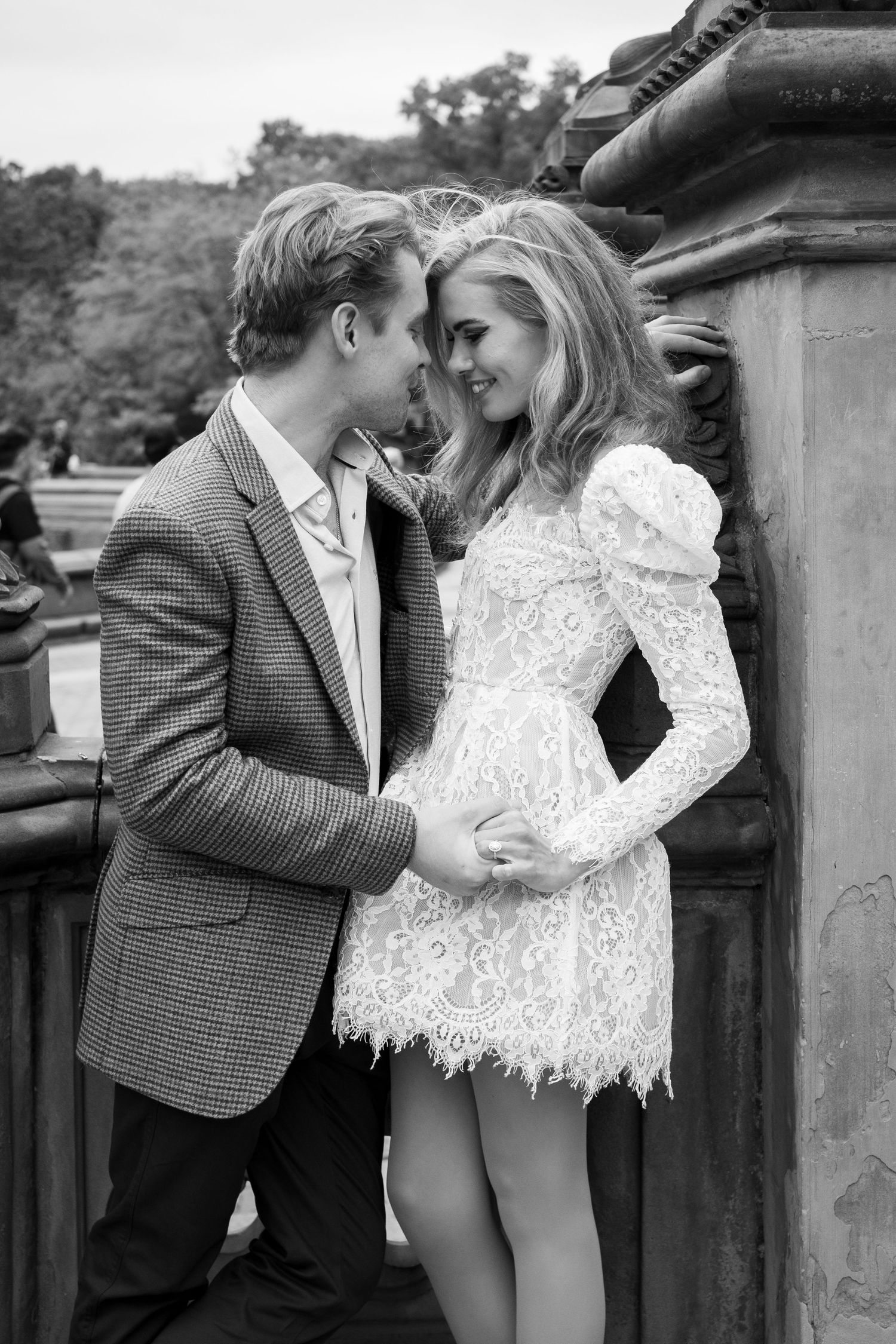 Recently engaged couple in Central Park