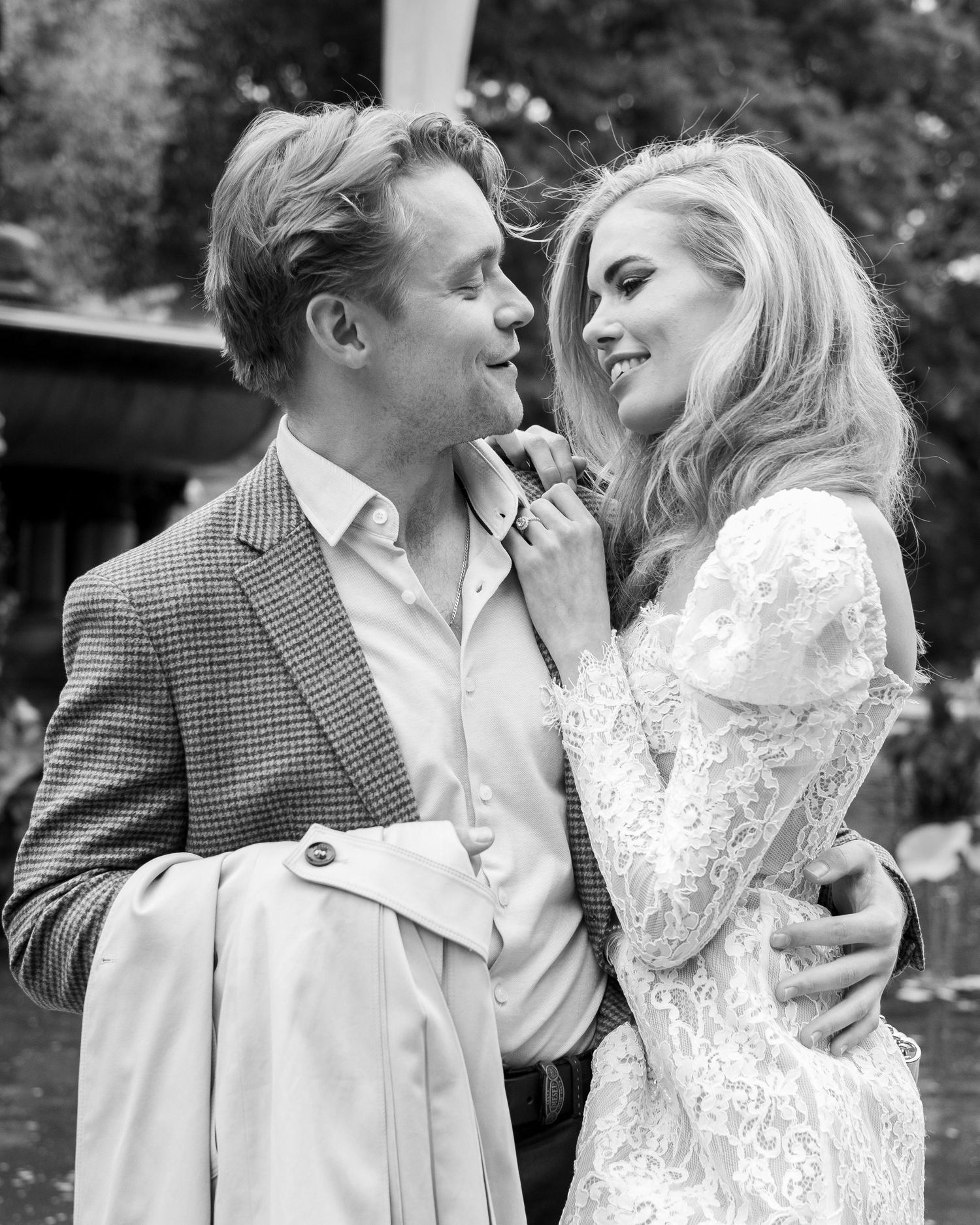 Recently engaged couple in Central Park