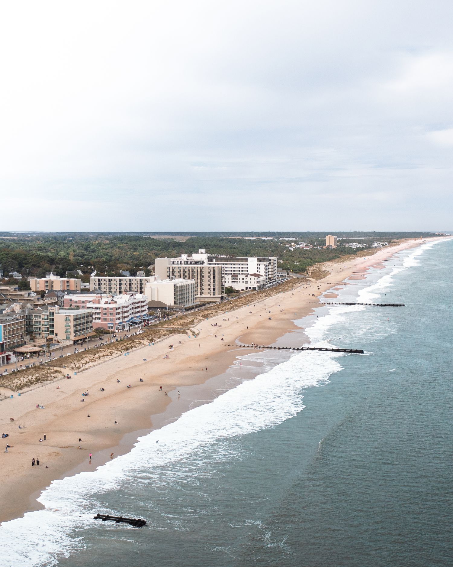 Timeless beach wedding drone photo in Delaware, captured by professional photographer
