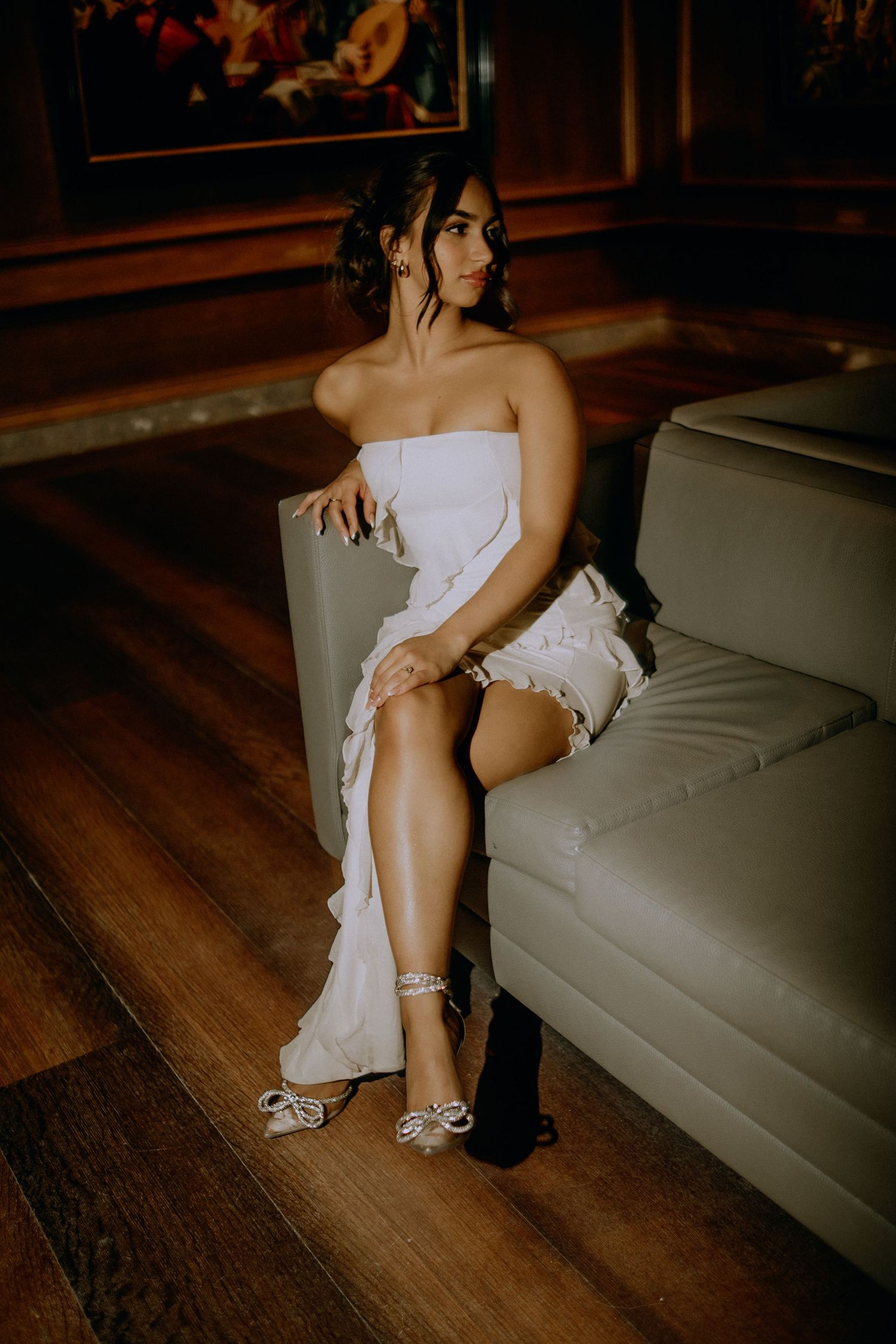 Editorial style bride to be portrait at Gallery of Art in Washington DC