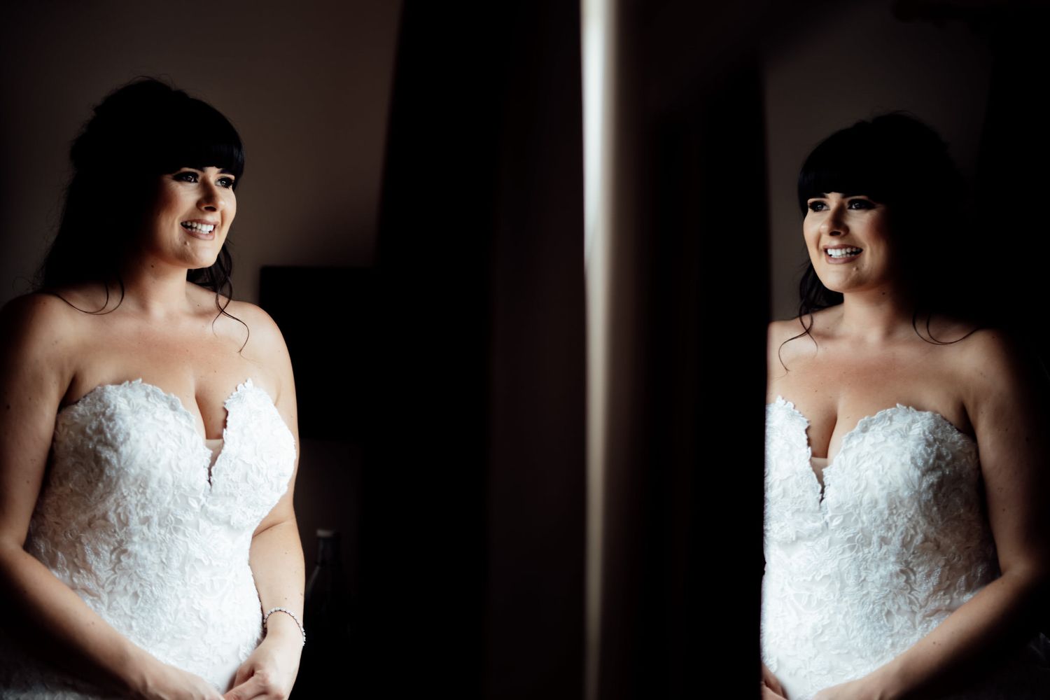 Bride and reflection at Alrewas Hayes