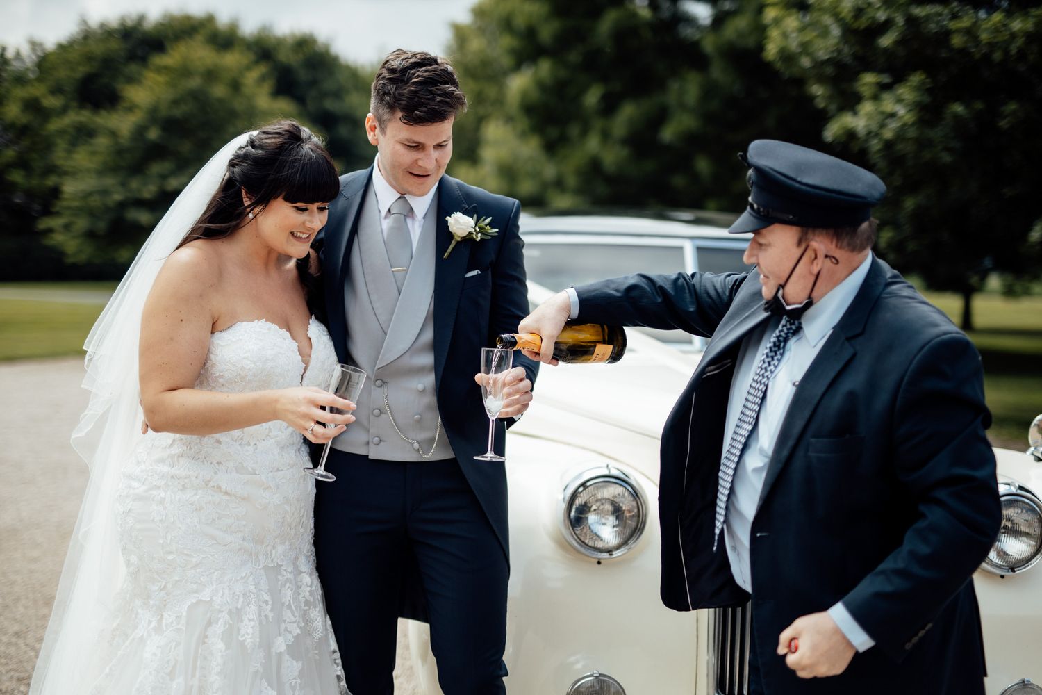 pouring the champagne