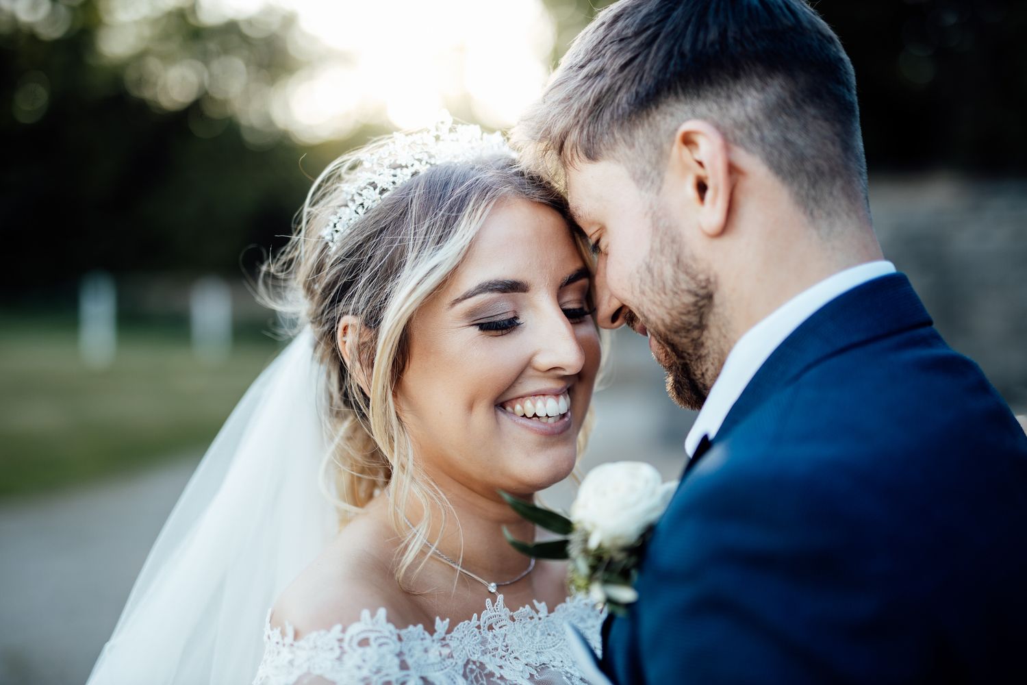 Romantic wedding portrait moments captured in intimate close-up shots.