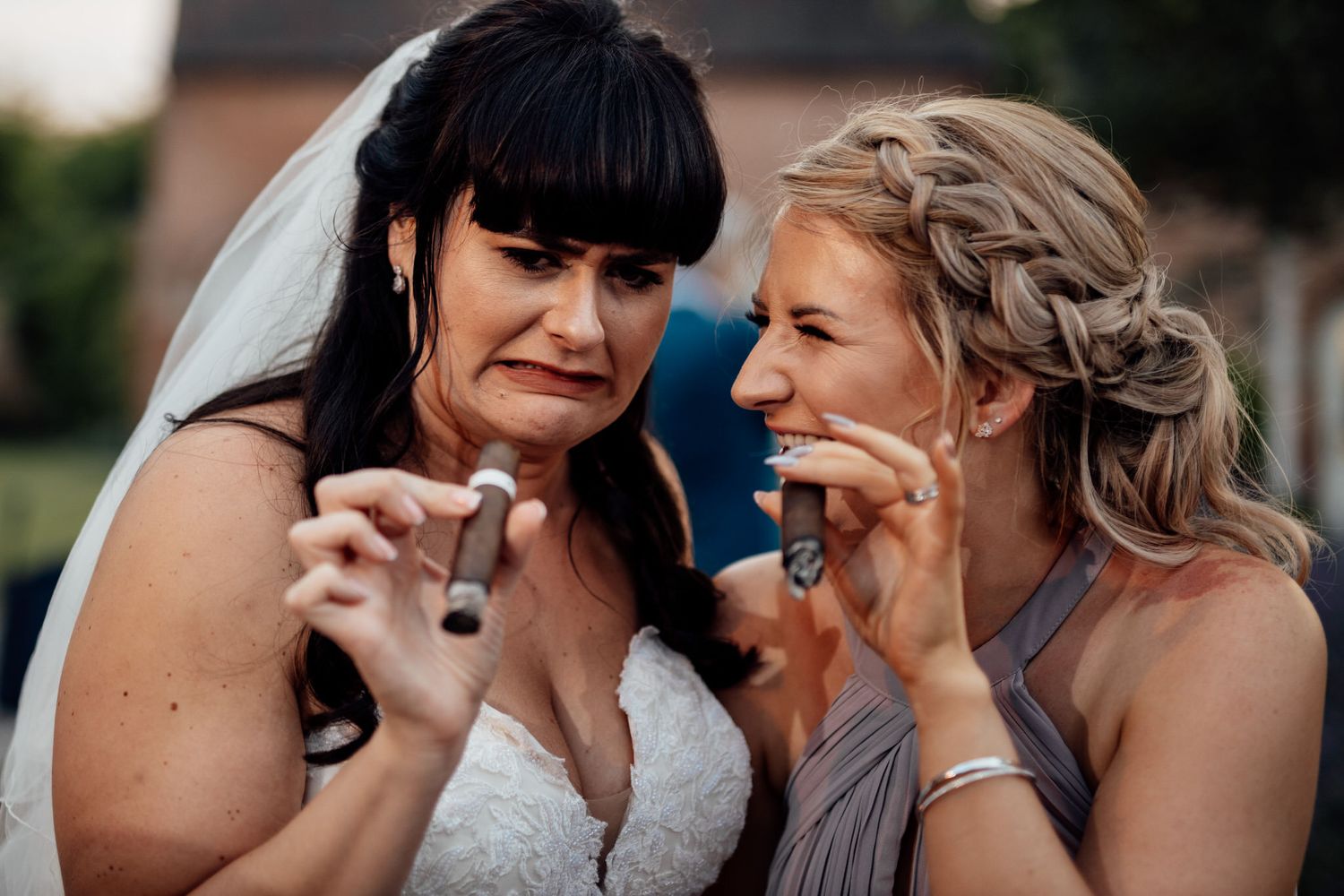 bride smoking a cigar