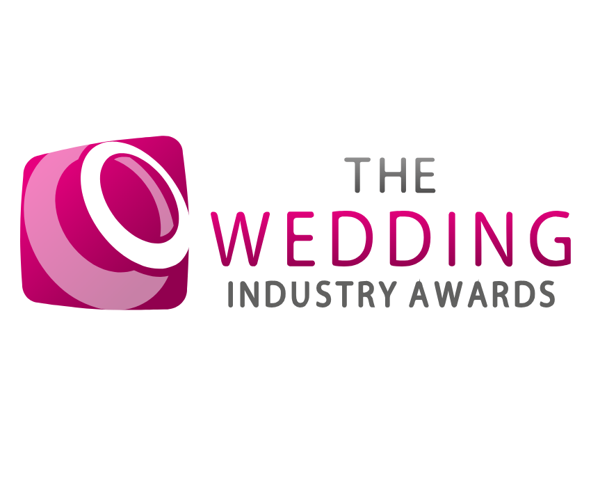 A pink and white logo design for The Wedding Industry Awards featuring curved abstract shapes.