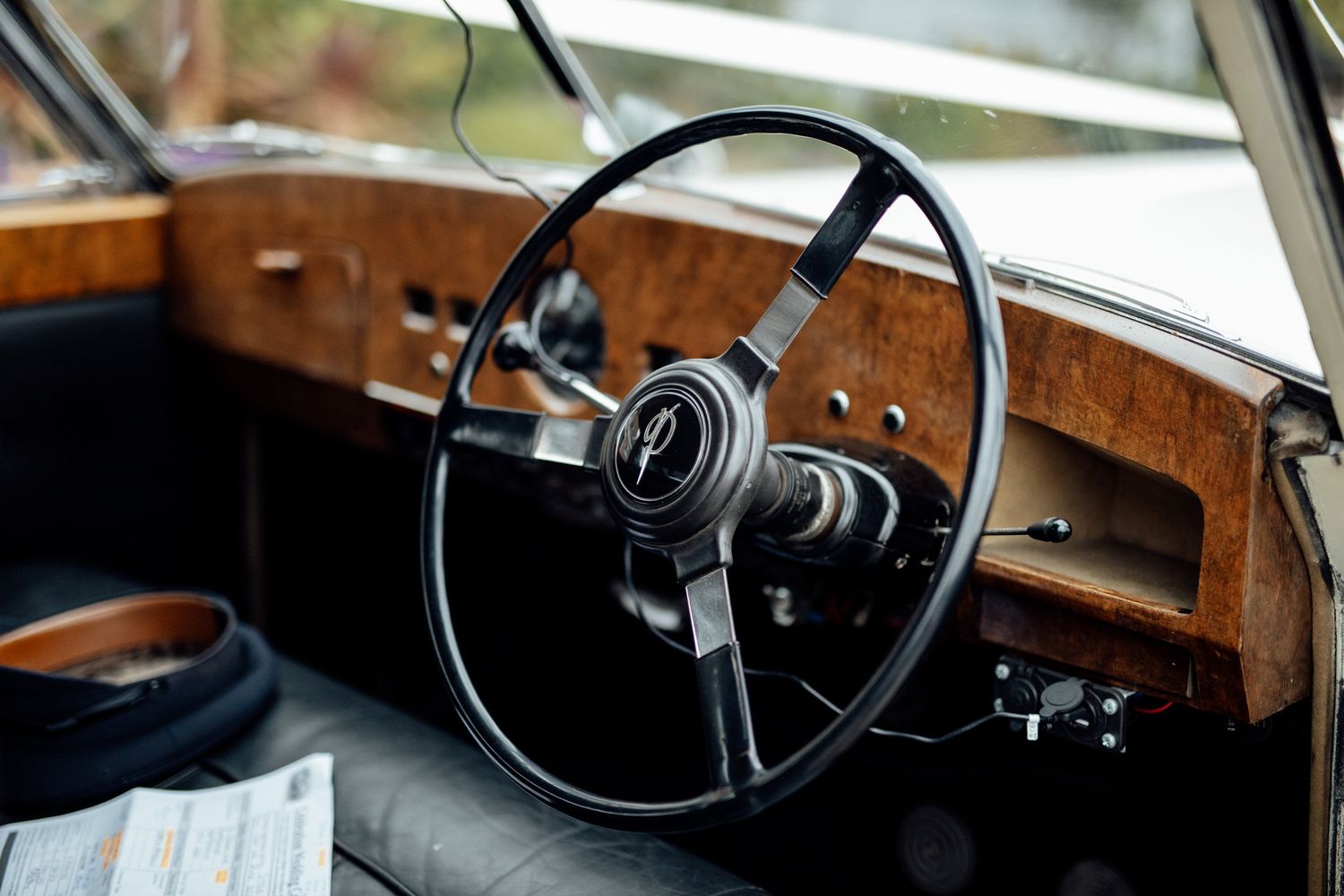 Steering wheel in wedding car at Alrewas Hayes