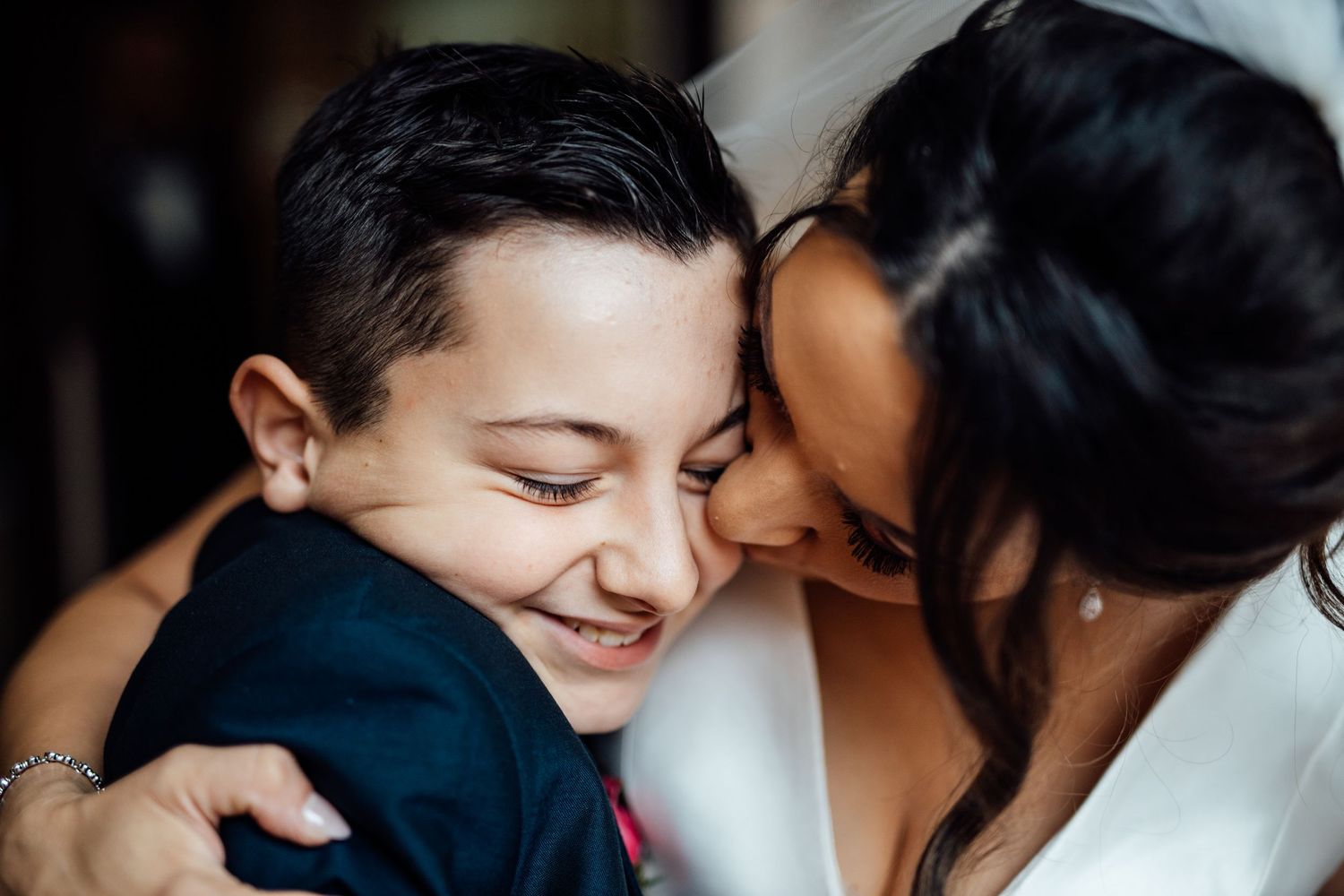 Intimate moments shared between couple during wedding celebration.