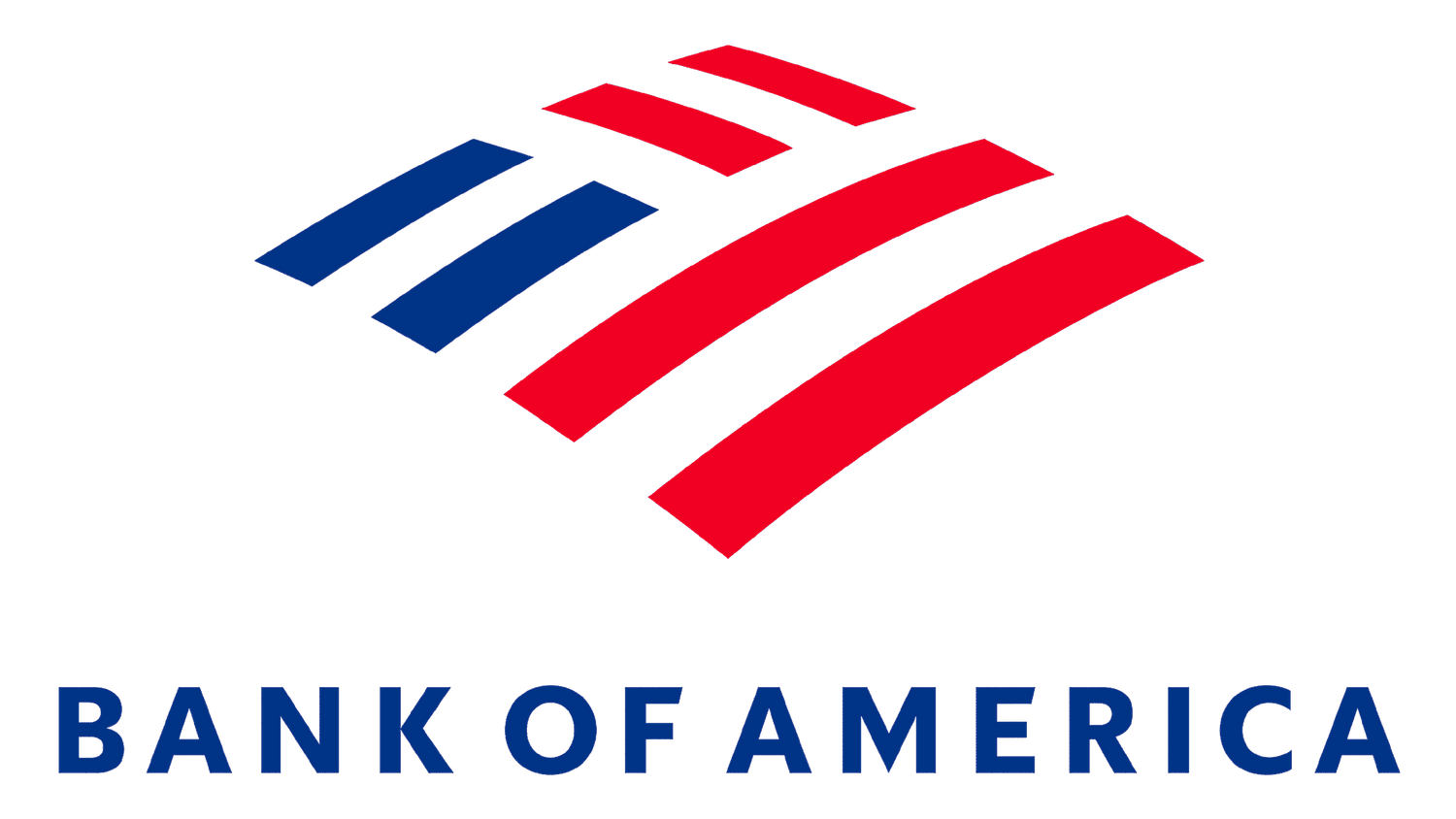 Bank of America corporate logo showing stylized American flag design in red and blue colors on black background.