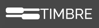 A sleek black banner displays the word 'TIMBRE' in large white text against a dark background.