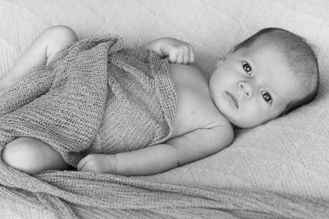 Timeless black and white newborn portrait captured in Cwmbran by Sarah Cullen