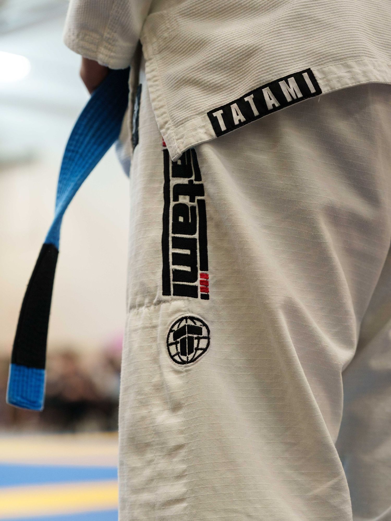 Closeup of a white tatami gi.