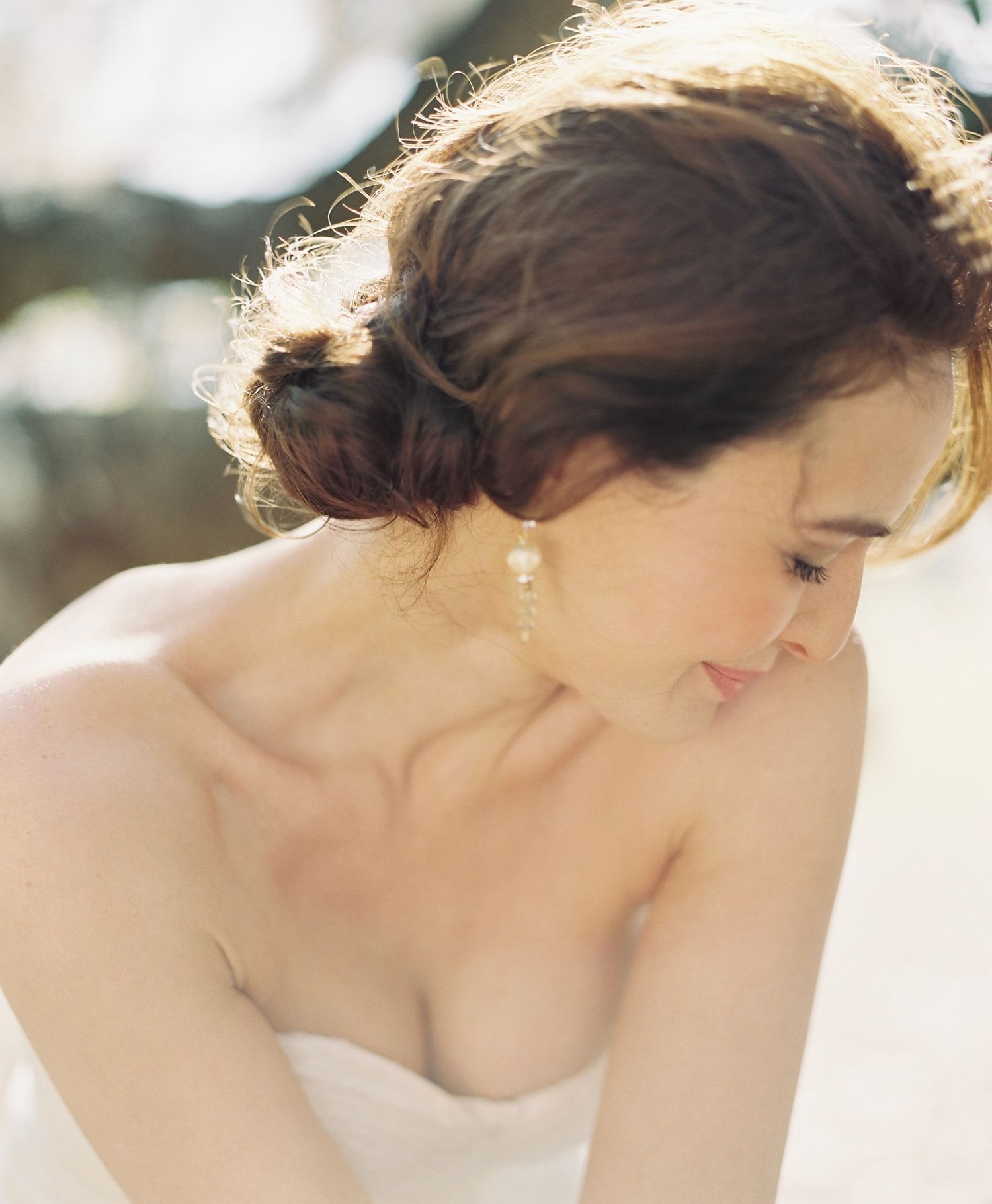 Close-up bridal portrait series showing elegant hair and makeup styling.