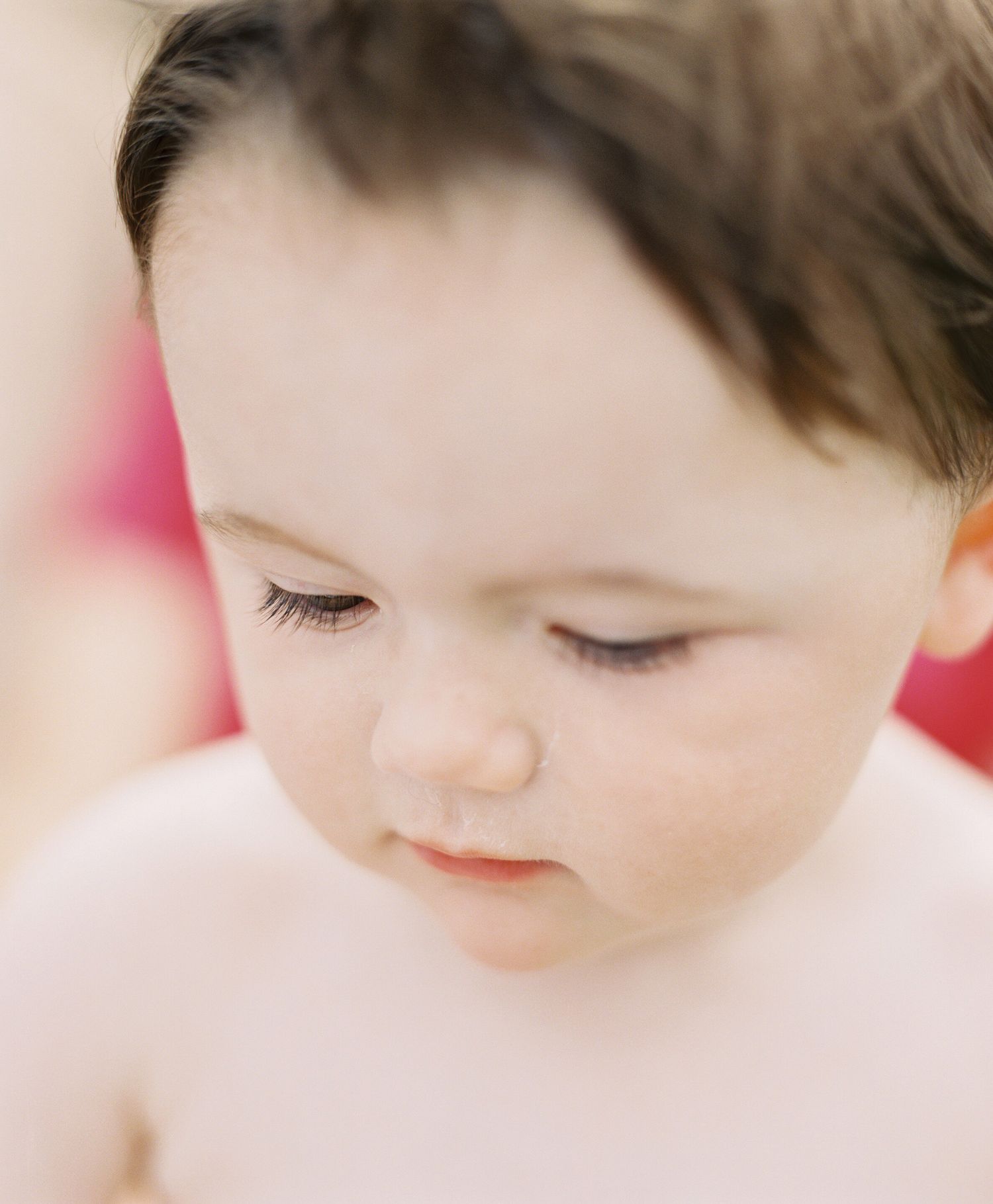 Close up series of a young child's eyelashes and facial features.