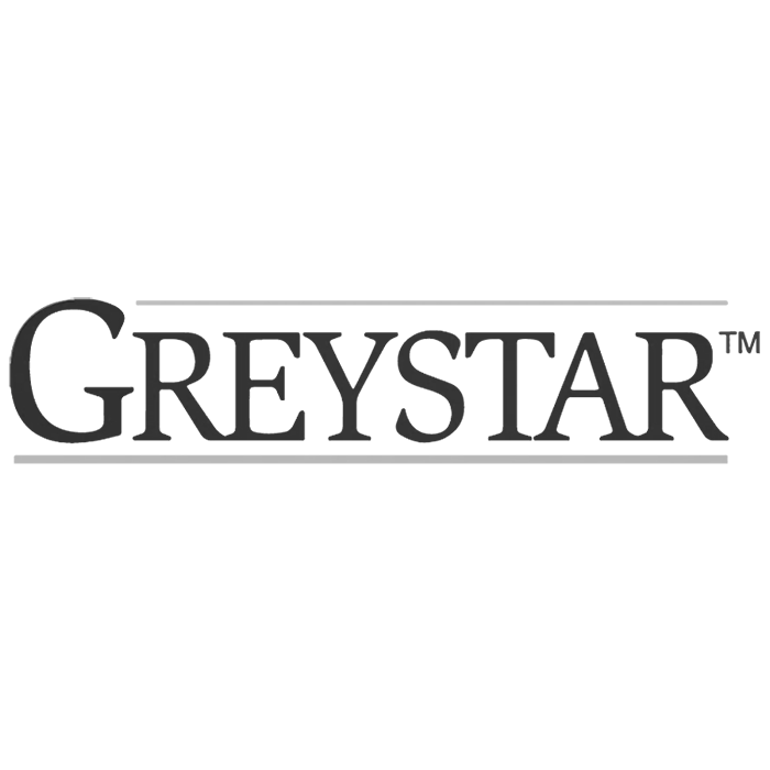 Greystar company wordmark in black serif font.