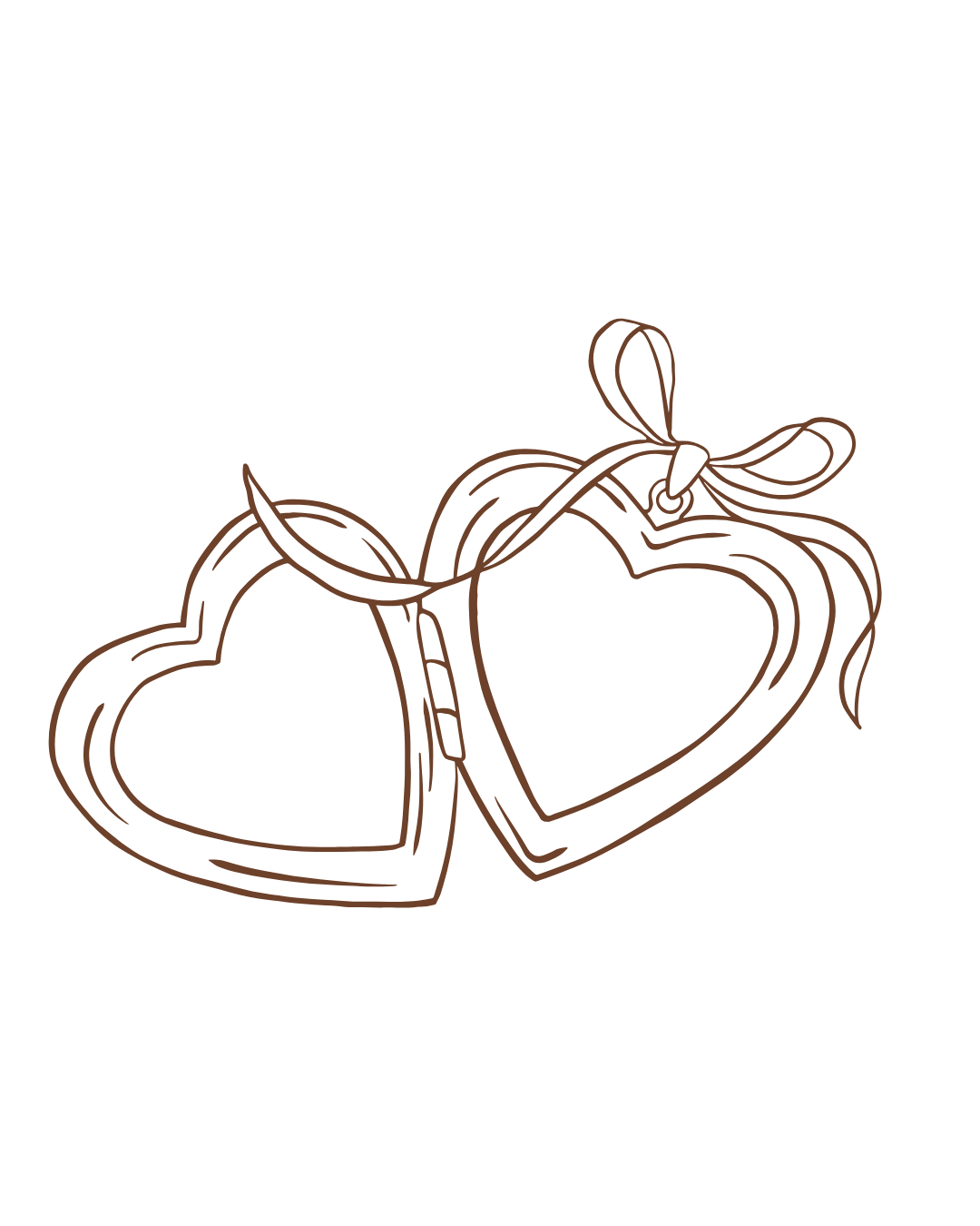 Simple line drawing of three heart shapes in a minimalist sketch style with curved lines connecting them.