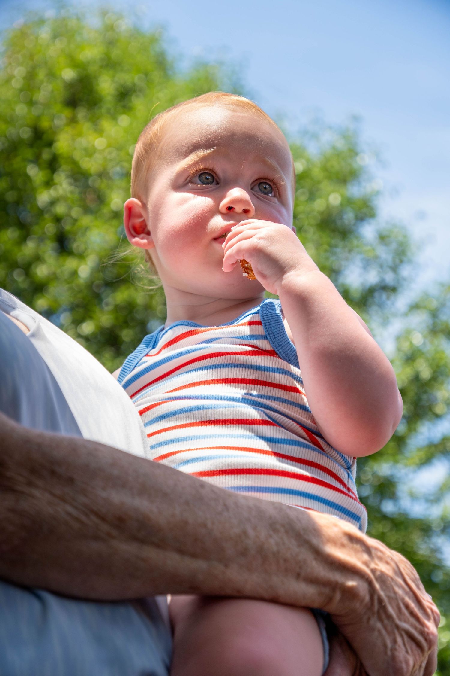 a toddler being held