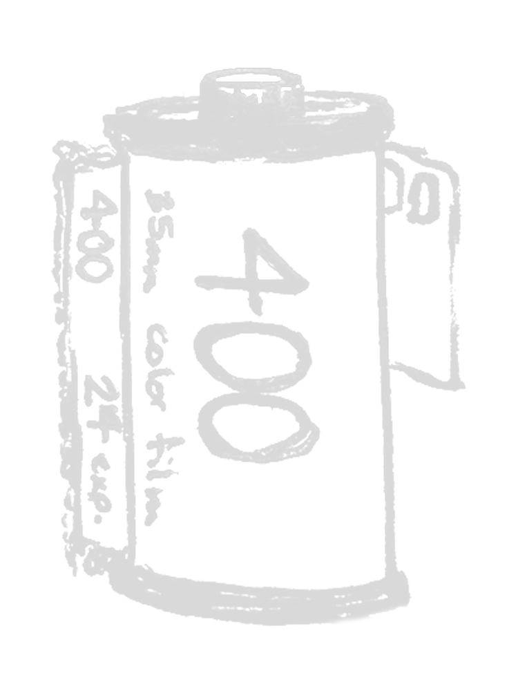 Line art of a roll of 35mm film.