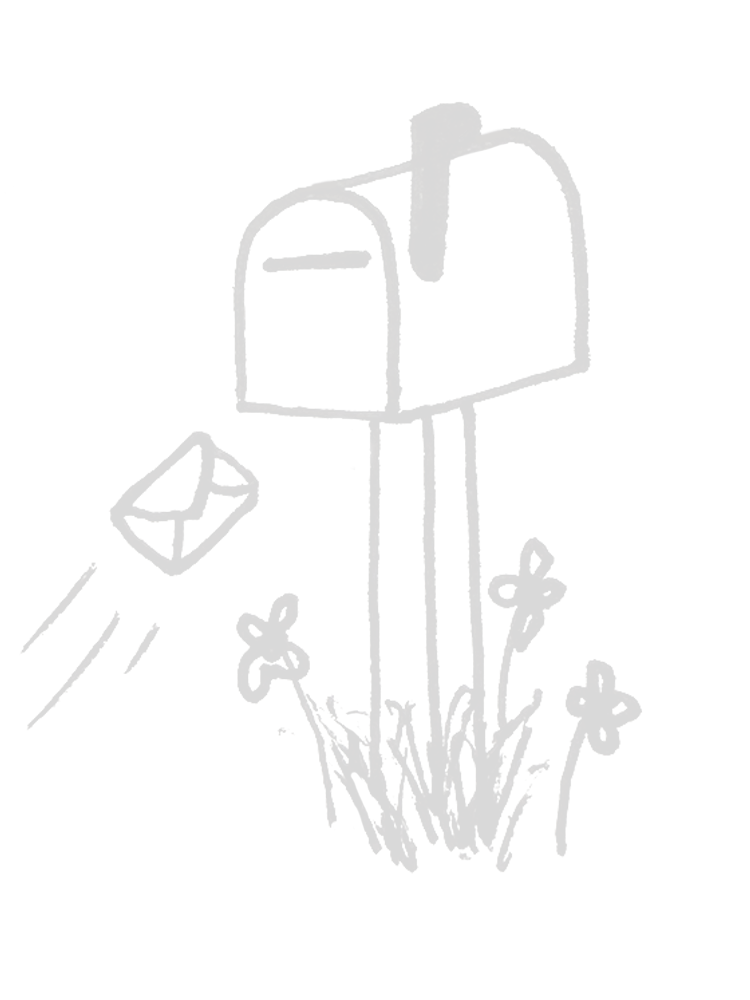 Line art of a mailbox with an envelope shooting inward.