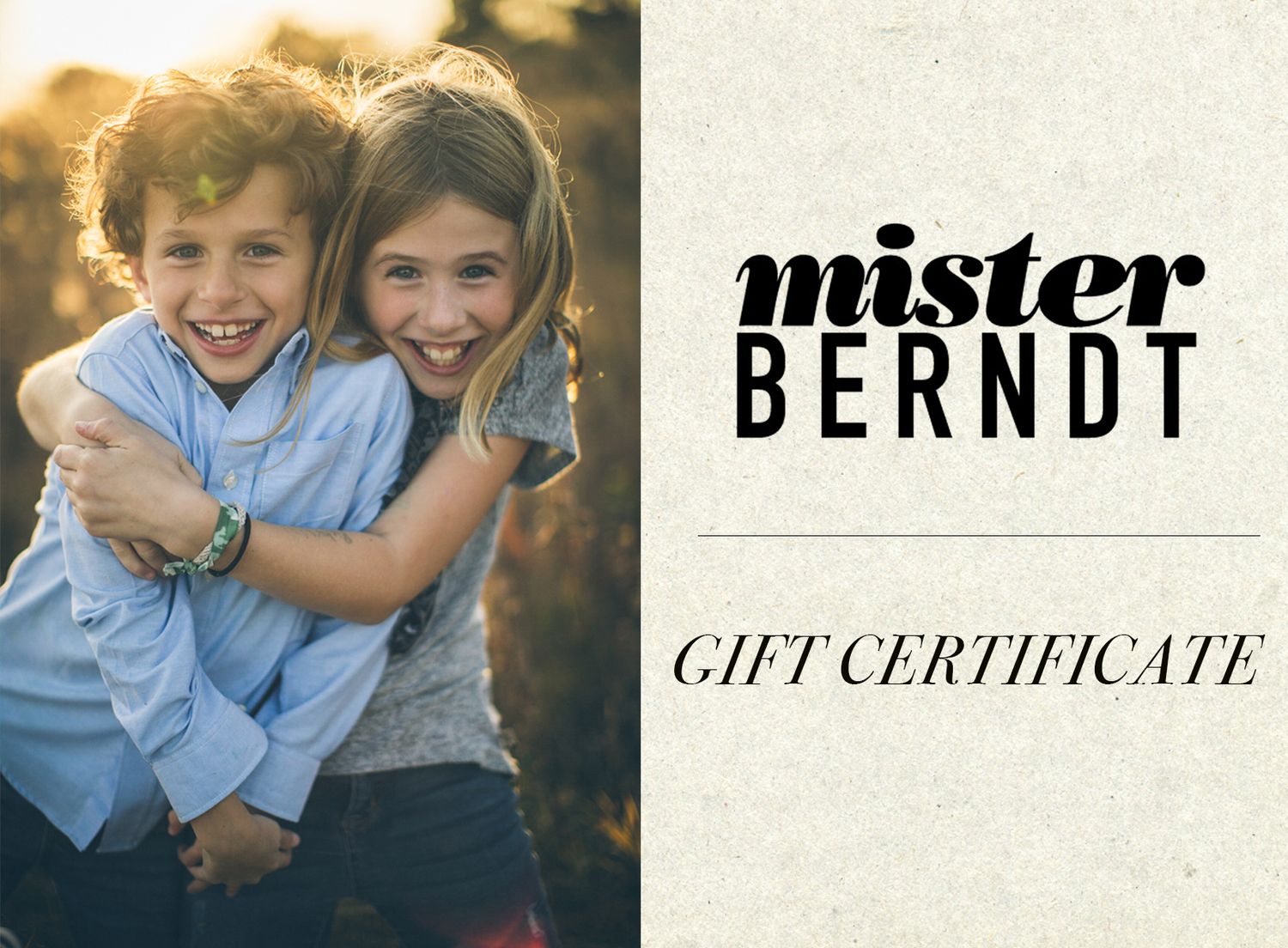 A collection of lifestyle product photos showing gift certificates and branding materials arranged in a horizontal layout.