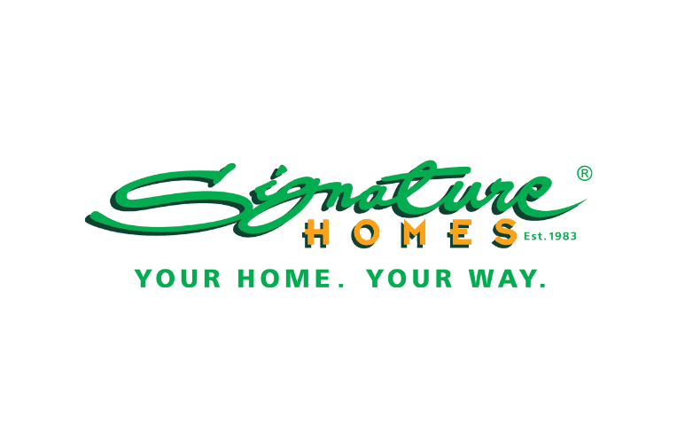 Signature Homes corporate logo in green text with 'Your Home. Your Way.' tagline underneath.