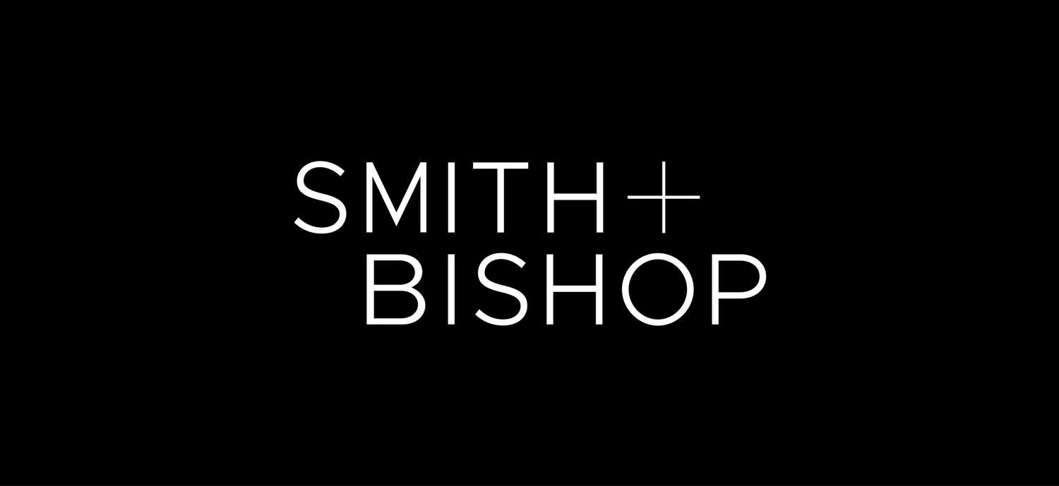 White text displaying Smith + Bishop logo on a black background.