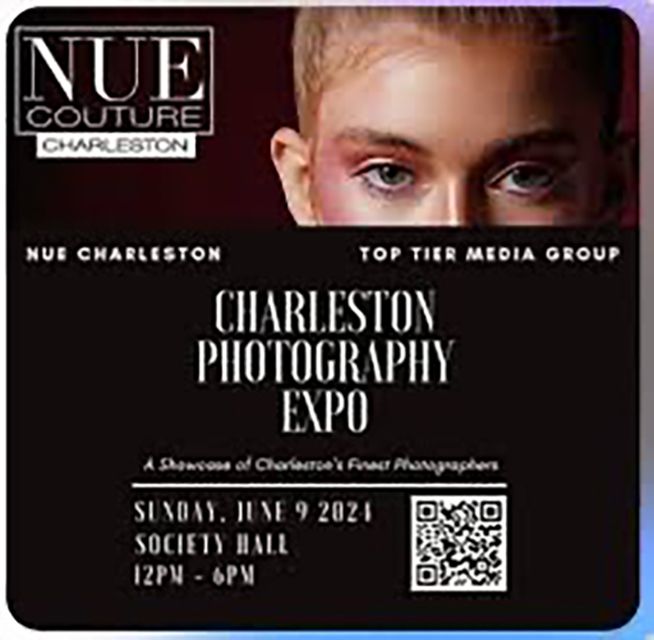 NUE Charleston photography expo promotional banner for Society Ball event.