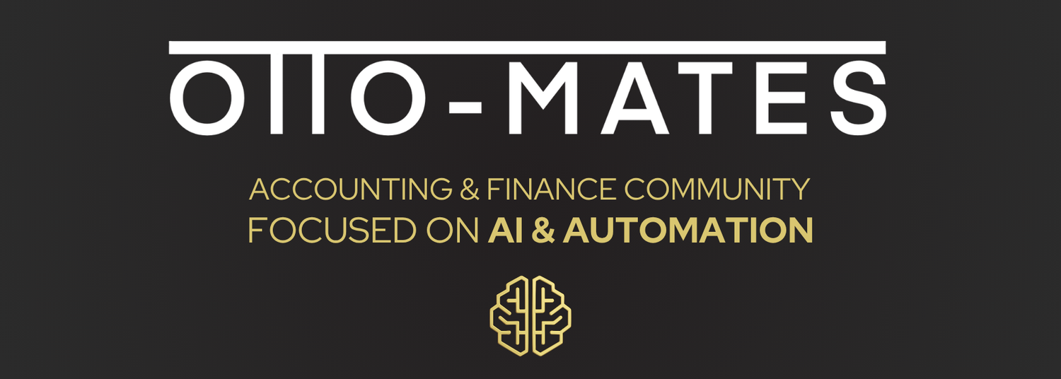 Otto-Mates logo for an accounting and finance community focused on AI and automation, featuring a brain icon.