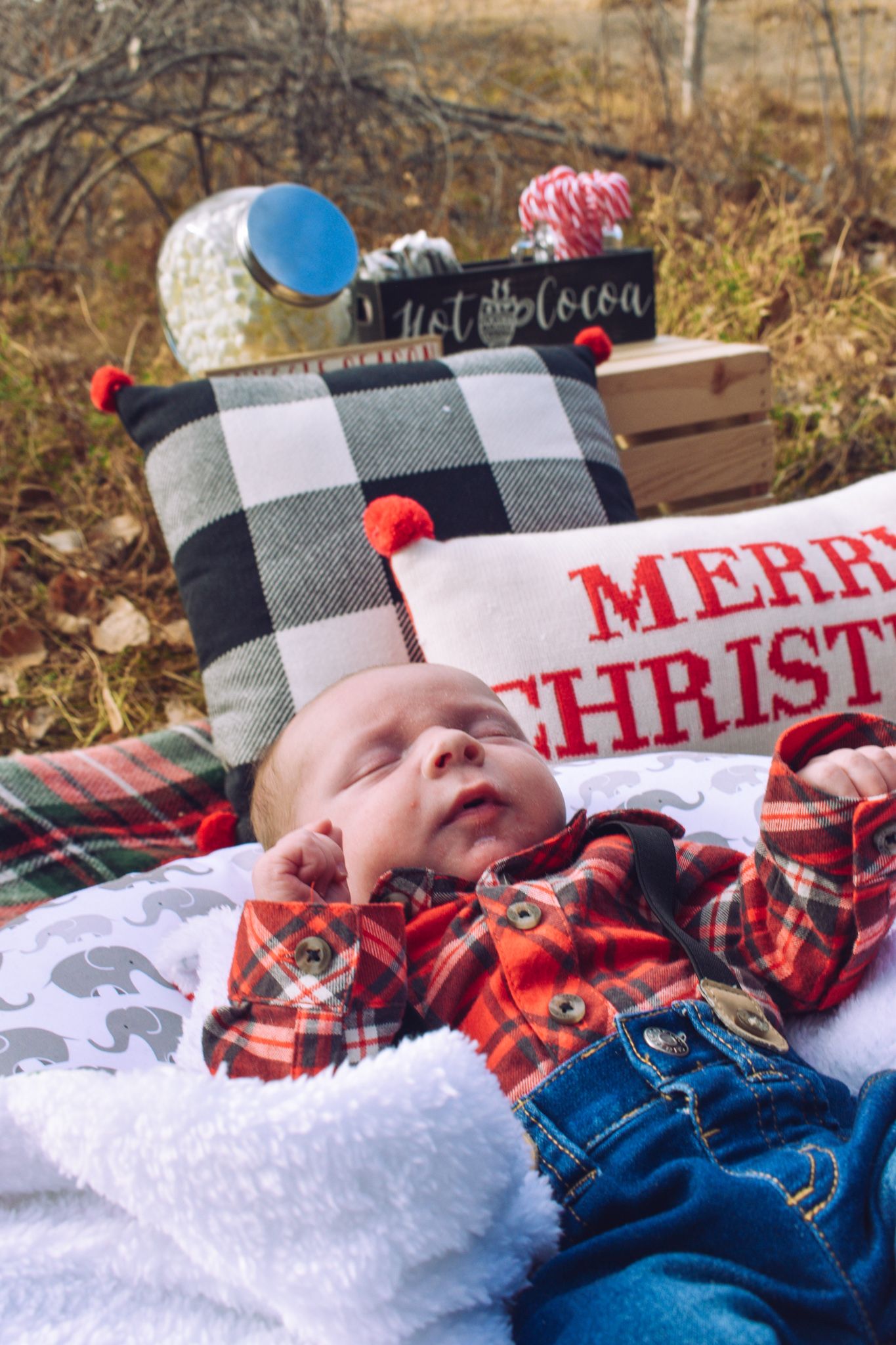 Newborn baby having first Christmas photos done. Family Photographer in Pflugerville, Tx