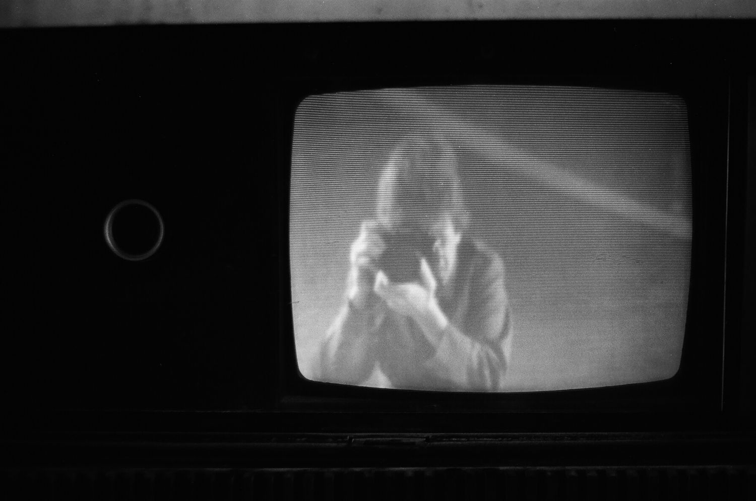 A series of black and white television static and distortion effects shown across multiple frames.