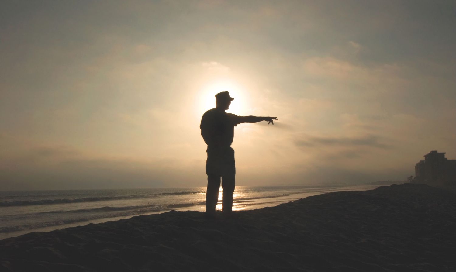 Naval Officer pointing on Sunset from 