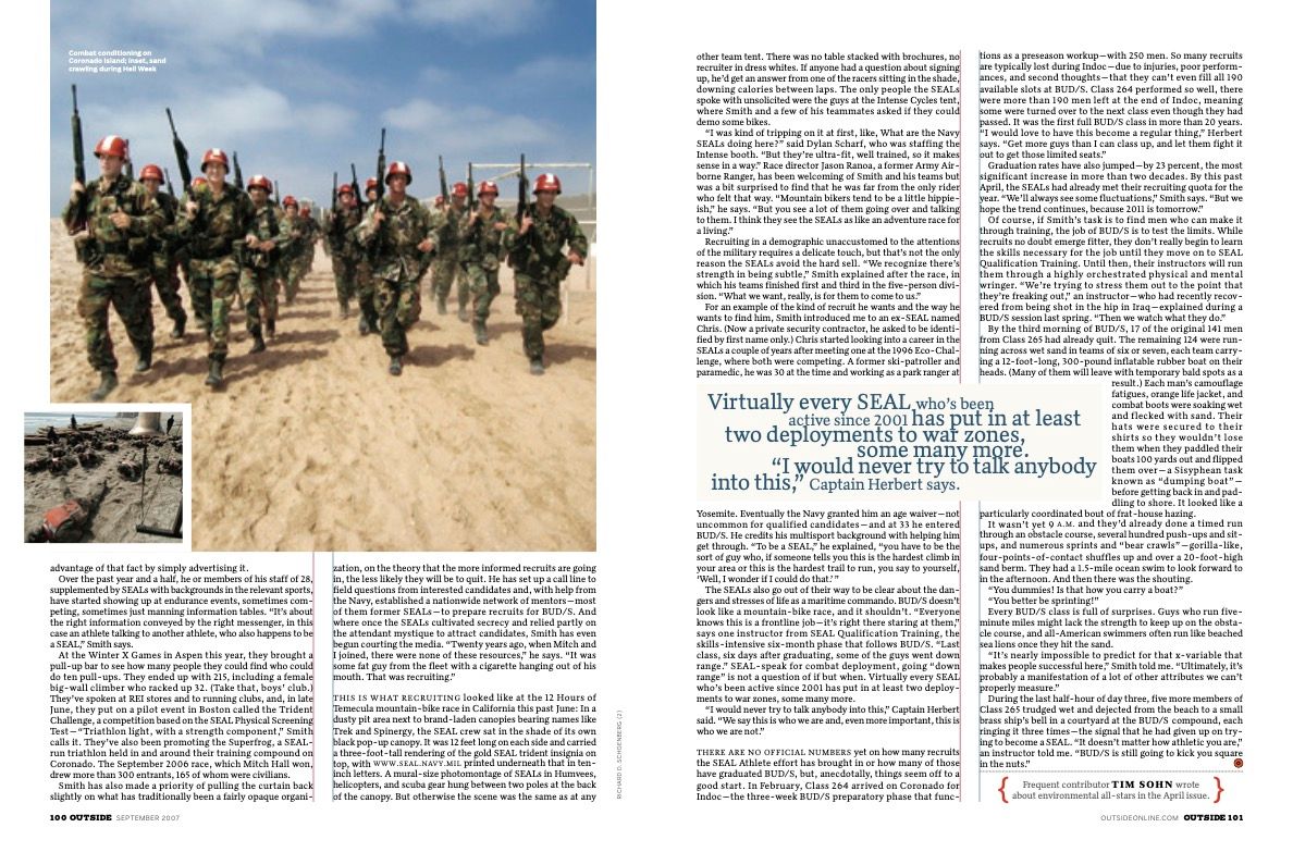 Magazine article spread with military training photos and text under blue sky.