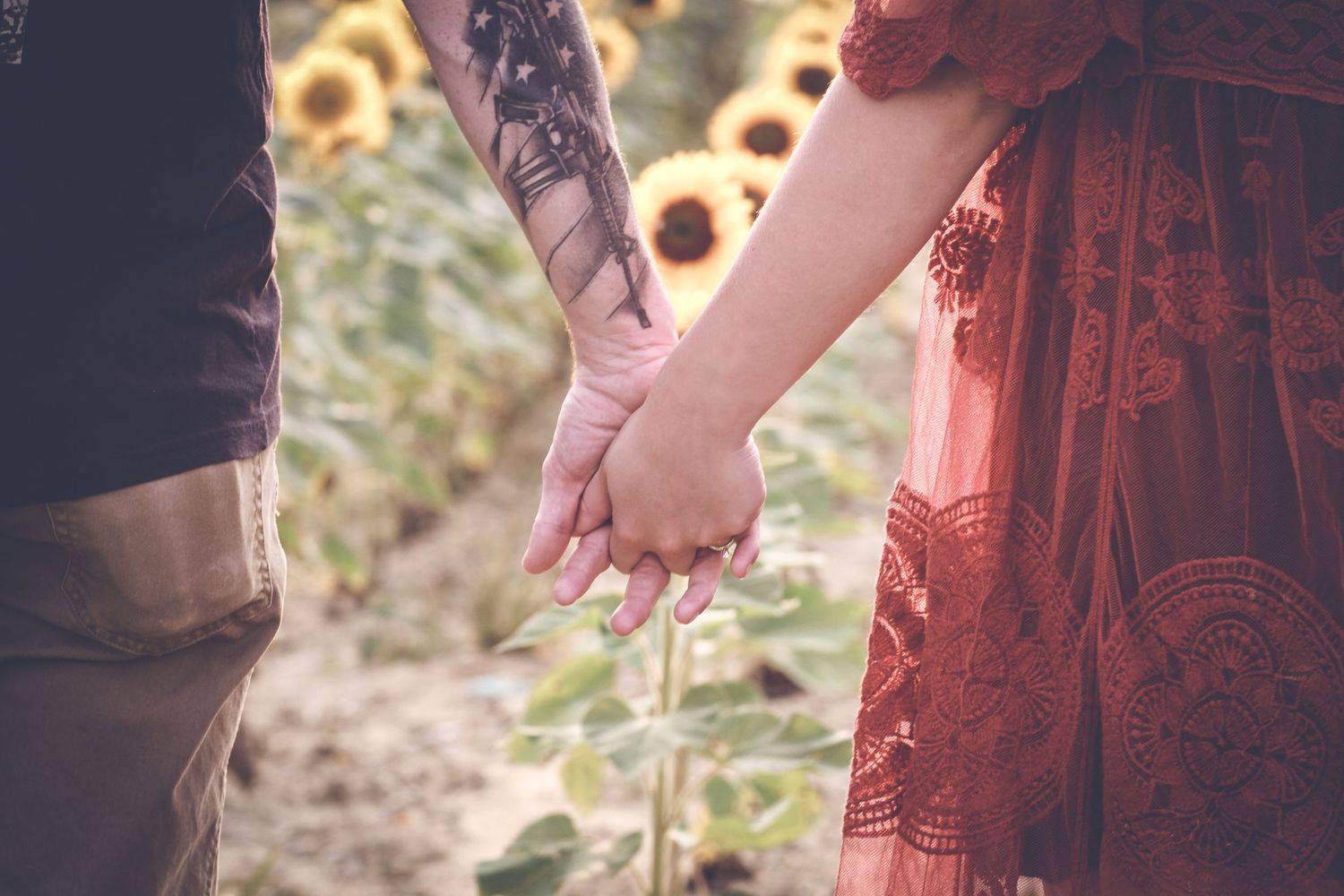 Engagement session in sunflower field