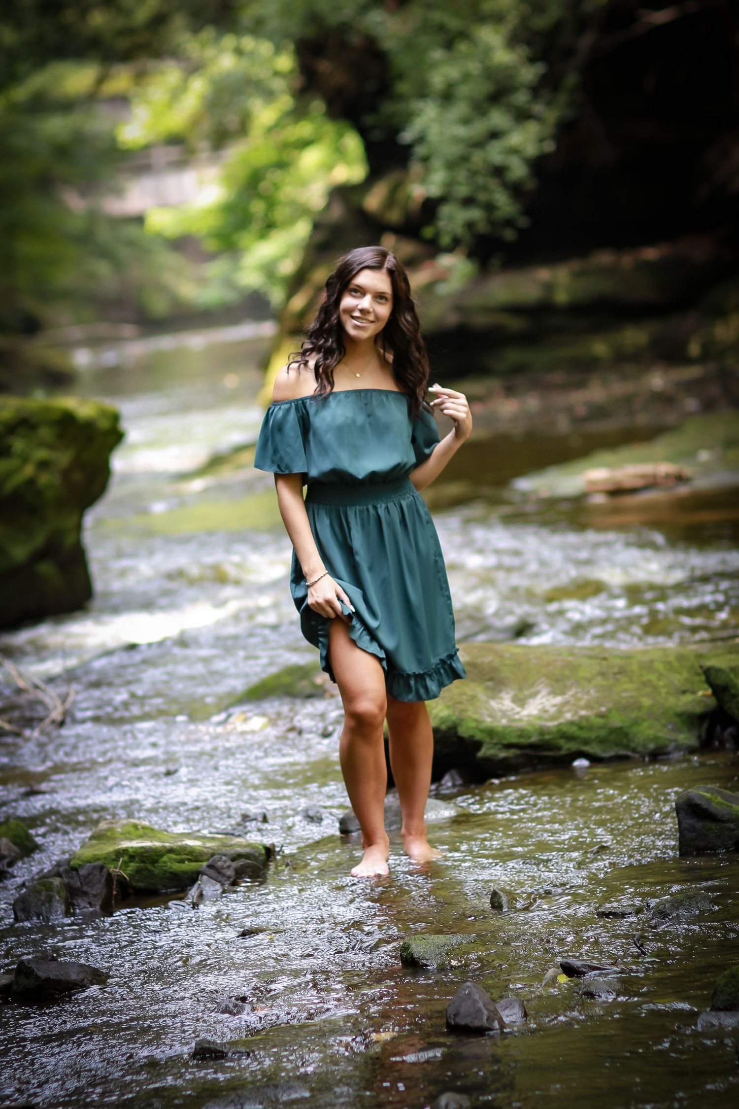 Senior session in a beautiful stream