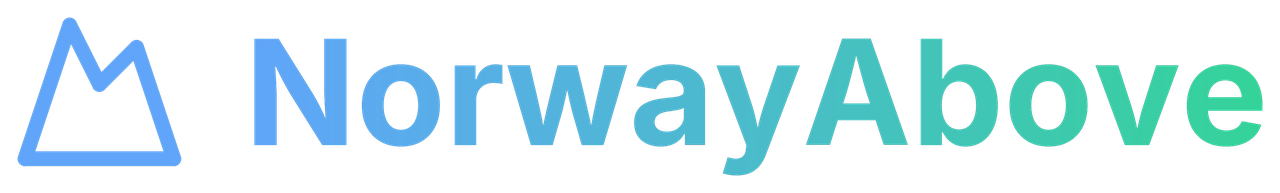 NorwayAbove logo with a blue-to-green gradient mountain peak icon beside the bold gradient wordmark text.