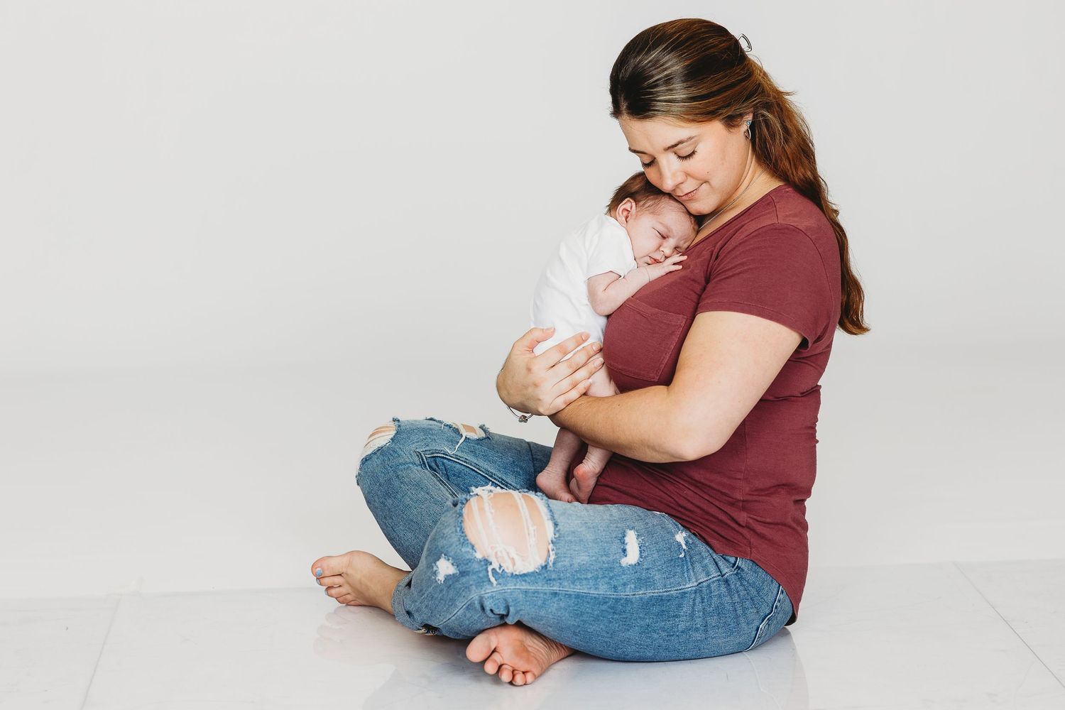 Series of intimate lifestyle portraits showing tender moments in casual attire.