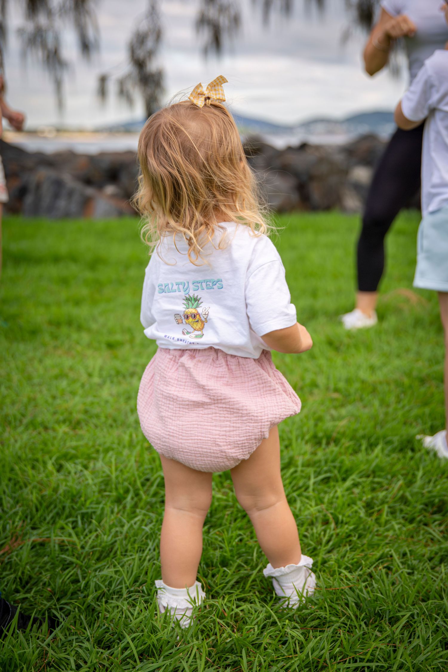 Toddler wearing Salty Steps Shirt at yeppoon community walking event