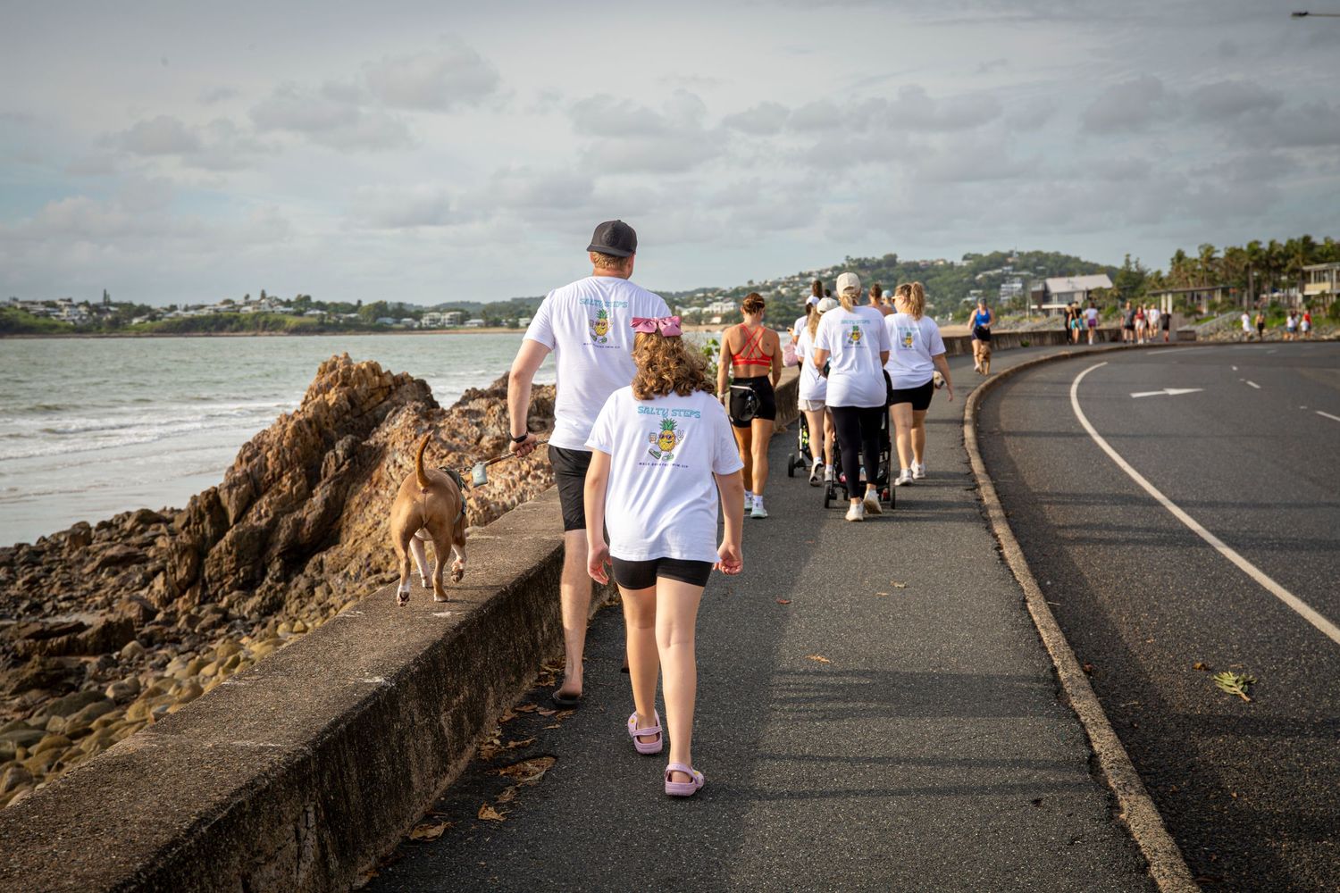 Children and adults enjoying community wellness walk in Yeppoon