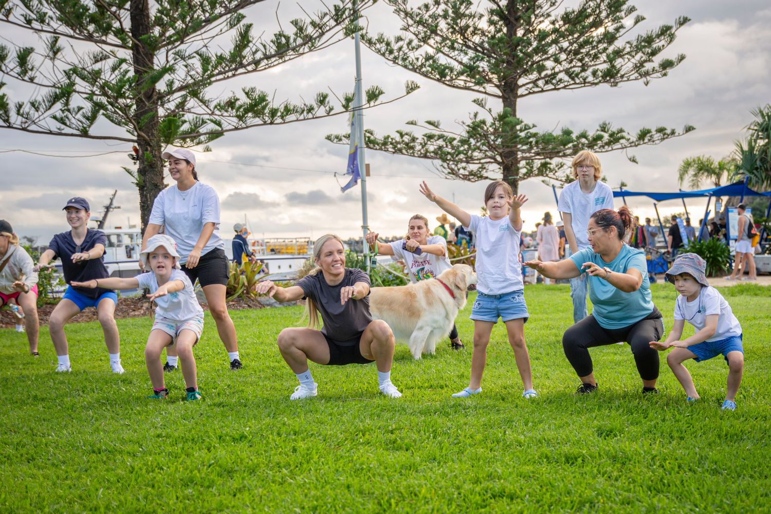 Group warm up at community walking event yeppoon